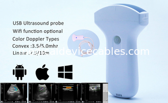 Adroid के लिए हैंडहेल्ड USB उत्तल वायरलेस अल्ट्रासाउंड जांच मेडिकल डॉपलर 3.5-5 Mhz